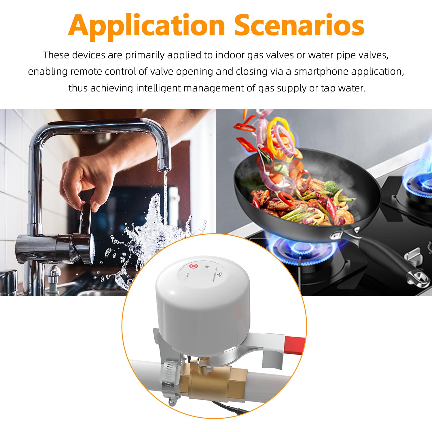 Wifi Smart Water Valve Shut Off Tool Automatic Remote Control On And Off Electric Gas Shutoff Valve Main Compatible With Alexa